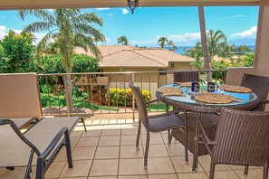 The oversized lanai offers plenty of space to relax 