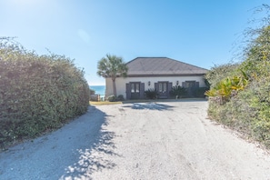 "Antigua" front of house- plenty of space in driveway and hidden from the road. 