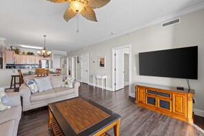 Gulf View living room with sleeper sofa
