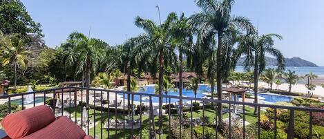 View of the beach club from the master bedroom balcony