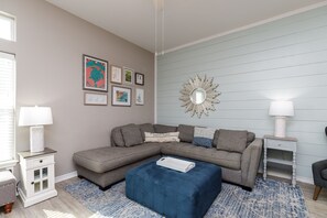 Chic and cozy gathering space, the perfect ambience for unwinding after a day of fun in the sun