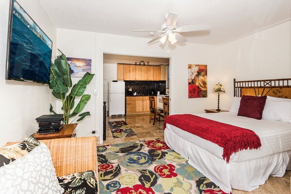 Lovely Queen Bedroom with Large Flat Screen TV