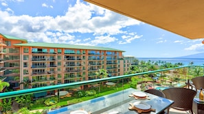 Scope out the pool activity or watch the whales from this vantage point