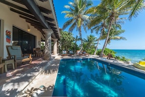 Private pool facing the Caribbean - Casa San Francisco South Akumal beach Mexico 5 bedroom vacation rental home