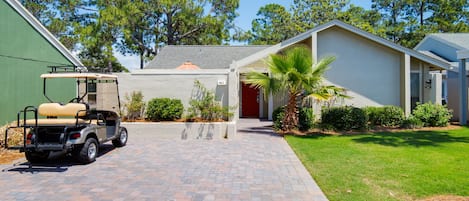 4-Seat Golf Cart and Driveway