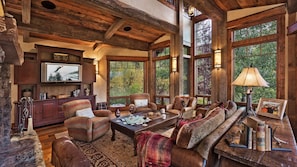 Great room with views of the ski mountain