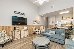 Open concept living, dining and kitchen area to spend time with family and friends