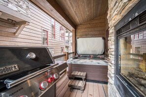 Grill & chill on the private deck with bubbling hot tub