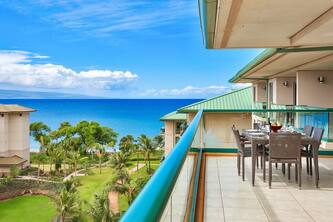 Maui Resort Rentals: Hokulani 820 – Top Floor 2BR w/ Ocean & Mountain Views + X L Balcony!