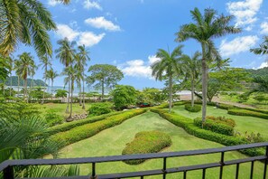 Garden views from the condo terrace.