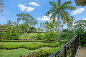 The terrace is perfect for enjoying morning coffee while taking in the garden views and listening to the birds singing.