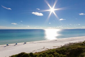 Sugar white beaches with beach access on the resort, with guest access to the beach on the south side of the resort.