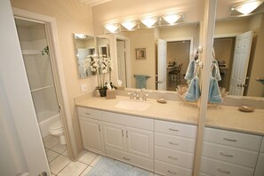 Guest bathroom with separate vanity