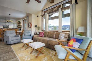 Come together in the plush living room
