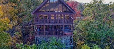 Evening View - Beautiful view of this gorgeous cabin. The cabin is surrounded by the Great Smoky Mountains.