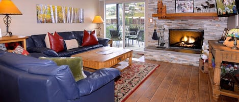 Living room w/wood fireplace