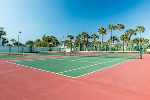 Palm Tree Lined Tennis Courts -The Islander