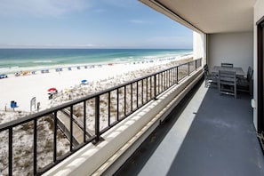 Large private balcony with beach views