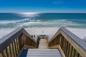 Beach walkover to private beach - 50 steps down to the sugar white sands of Adagio's private beach.