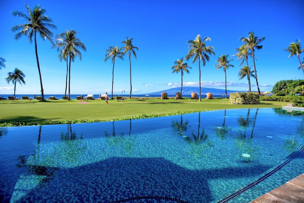 Pool and ocean views from this Hyatt residence in Kaanapali, one of the best places to stay on Maui for families