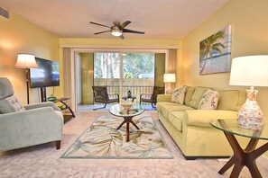 All redone! Inviting condo with new furnishings, 50" TV.