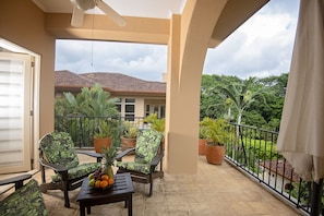 Terrace with comfortable furniture.