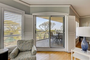 Living room with ocean front balcony