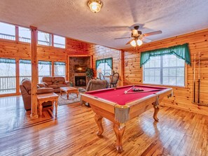 Open Floor Plan with a Full Size Pool Table