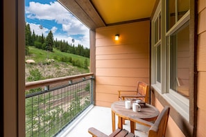 Enjoy coffee with a sunny gondola view