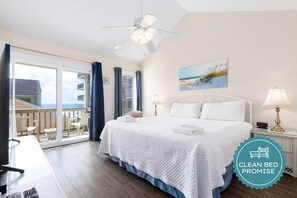 Sleep better at Padre Escapes with our exclusive Clean Bed Promise, providing fresh linens, comforters, and towels washed at high temperatures exceeding CDC recommendations, setting us apart for a truly restful vacation
