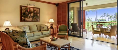 Mauna Lani Terrace H201 Living Room - Photo updated July 2019