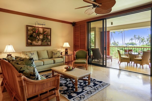 Mauna Lani Terrace H201 Living Room - Photo updated July 2019