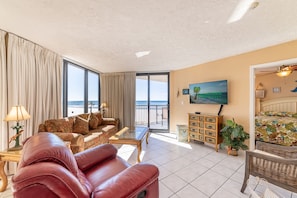 Kick back in the luxury leather recliner and enjoy the man-sized TV! You can even surf by the surf with our free WiFi throughout the condo.