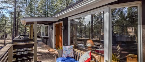 Front Porch and Front Door in Spring. 