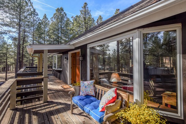 Front Porch and Front Door in Spring. 