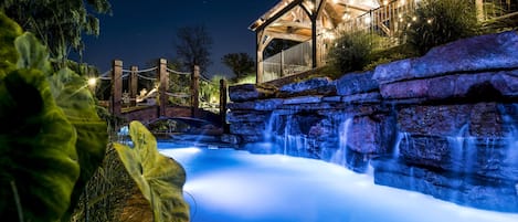 The lazy river at night!