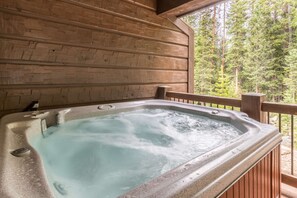 Take a soak year round in the private hot tub