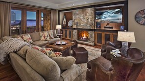 Great room with fireplace