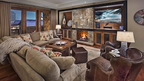 Great room with fireplace