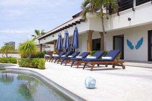 Poolside with lounge chairs