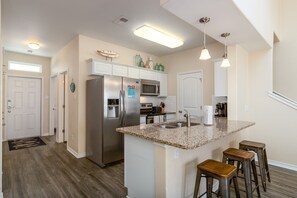 Breakfast bar with seating for three