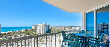 Enjoy a meal on the balcony