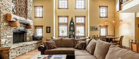 Great Room Living Area - Fireplace, Vaulted Ceilings, Smart TV