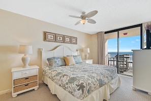 Master Bedroom with King Size Bed and Gulf Front Balcony Access