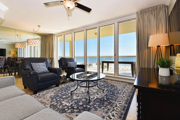 Silver Beach Towers East 404 - Living Area and Balcony