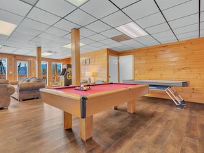 There are plenty of games (pool, air hockey, and arcade) to keep you and your group entertained!