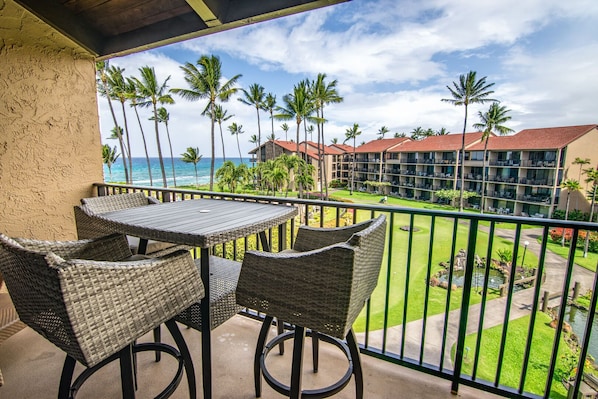 Private lanai with new lanai furniture set