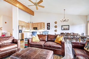 Living Area - Collapse after a day of skiing, hiking or biking on the comfy leather furniture. - Charter Ridge 60 Breckenridge Vacation Rental