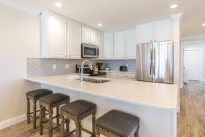 Bar top seating with plenty of counter space