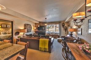 Living Room with Comfortable Furnishings, a Gas Fireplace, and Flat Screen TV